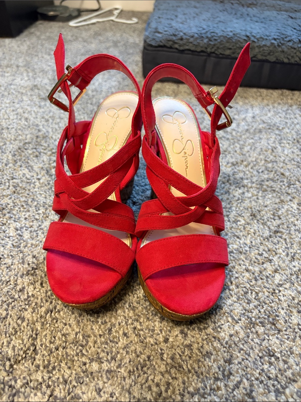 Jessica Simpson Bright Red Strappy Wedge Sandals